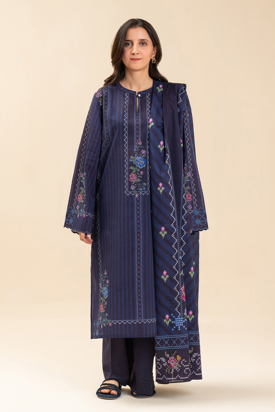 3 PICE PRINTED LAWN SUIT-SORCERER’S GARDEN (UNSTITCHED)