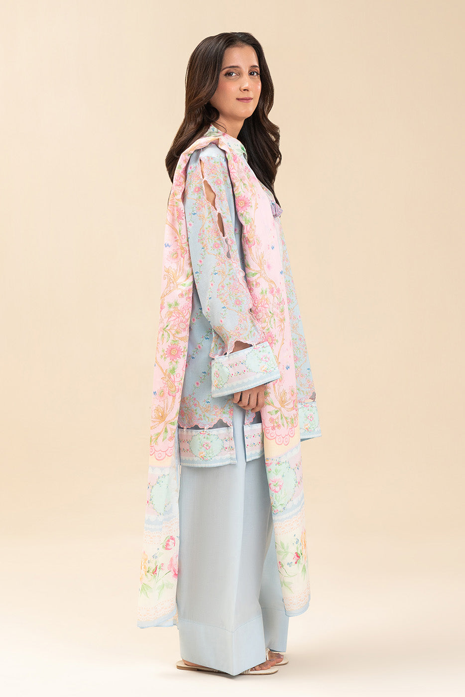 3 PIECE PRINTED LAWN SUIT-PASTEL DELICACY (UNSTITCHED)