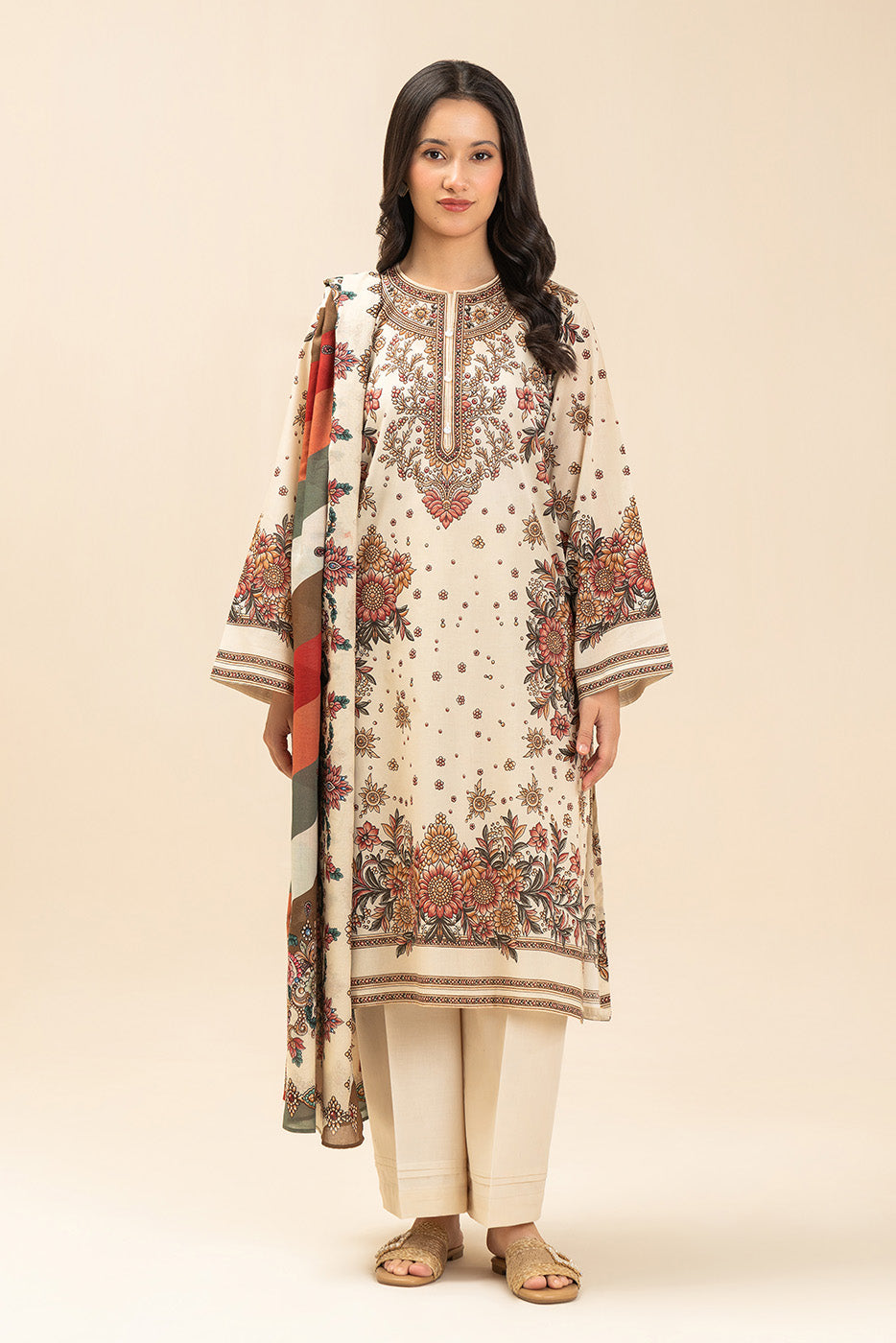 3 PIECE PRINTED LAWN SUIT-PETAL MUSE (UNSTITCHED)