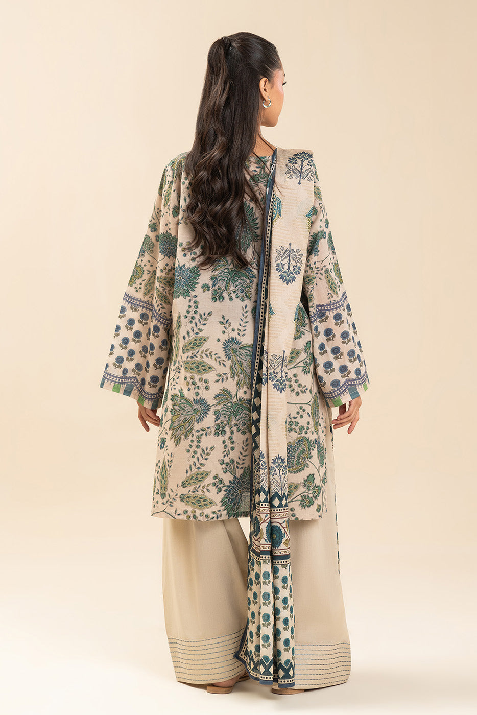 3 PIECE PRINTED LAWN SUIT-AZURE CHARM (UNSTITCHED)