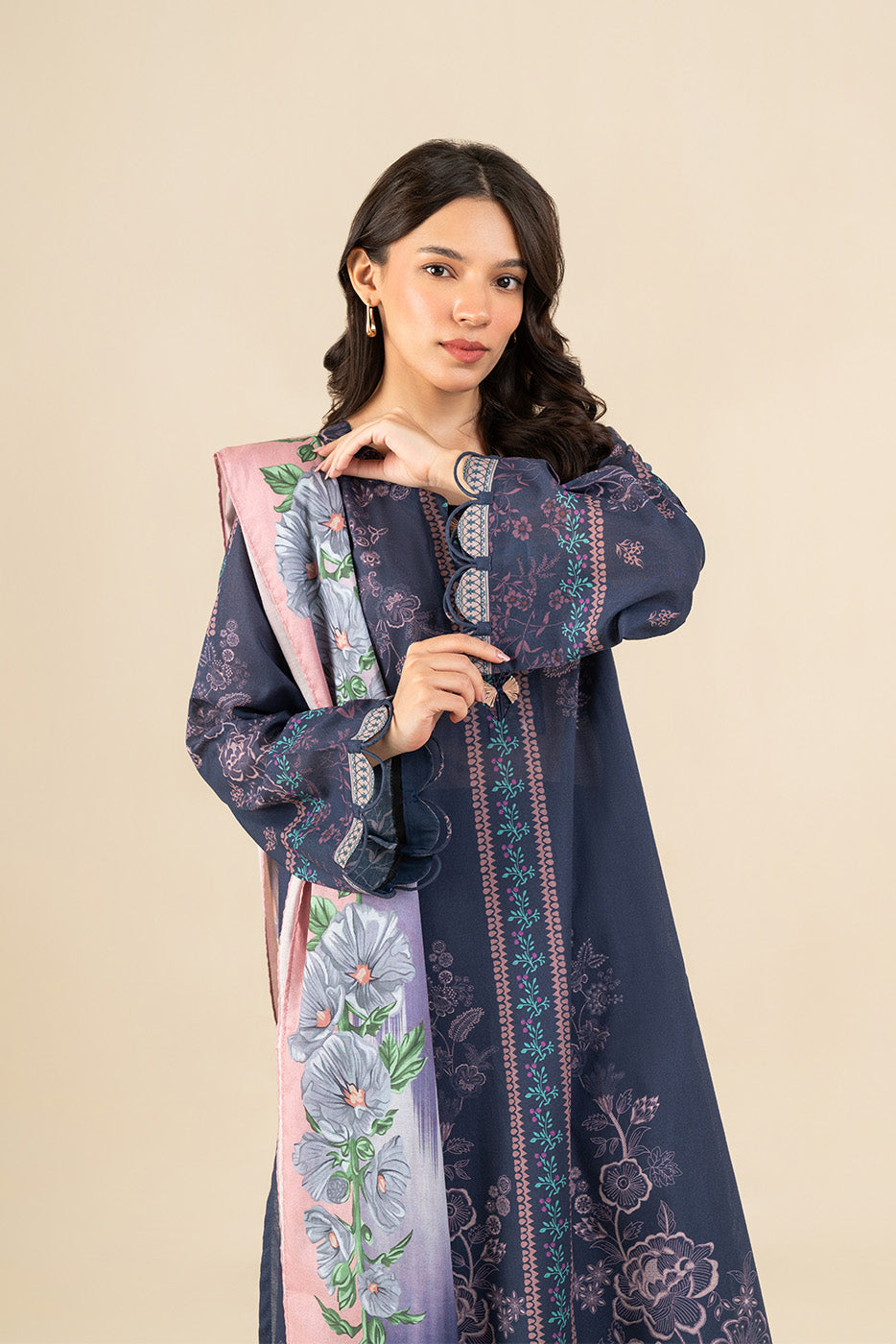 3 PIECE PRINTED LAWN SUIT-SORCERER,S GARDEN (UNSTITCHED)