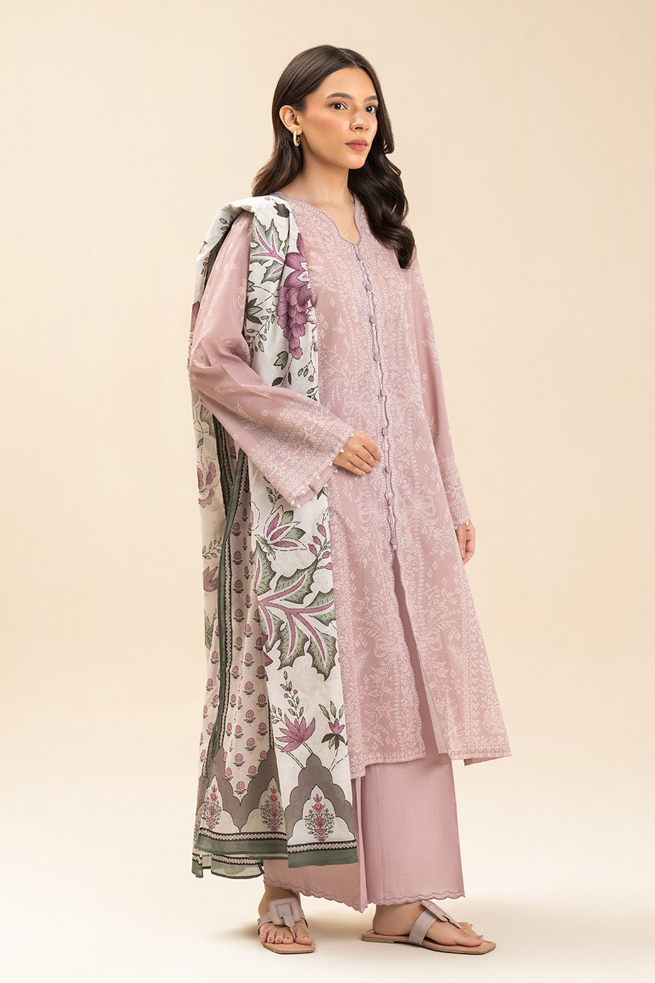 3 PIECE PRINTED LAWN SUIT-FLORET DUSK (UNSTITCHED)