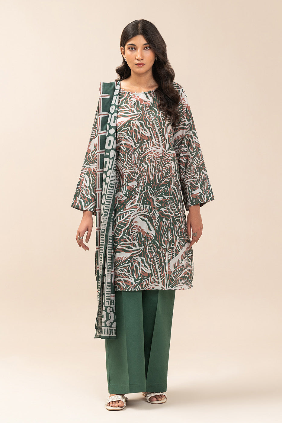 3 PIECE PRINTED LAWN SUIT-SUMMER CHATEAU (UNSTITCHED)