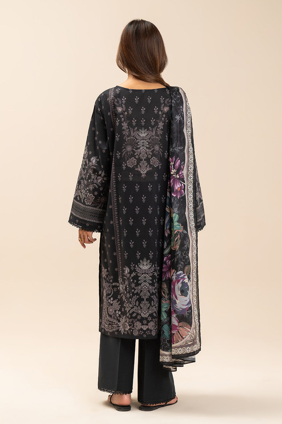 3 PIECE PRINTED LAWN SUIT-ONYX BLOOM (UNSTITCHED)