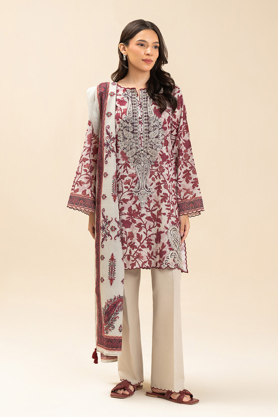 3 PIECE EMBROIDERED LAWN SUIT-RUBY ASH (UNSTITCHED)