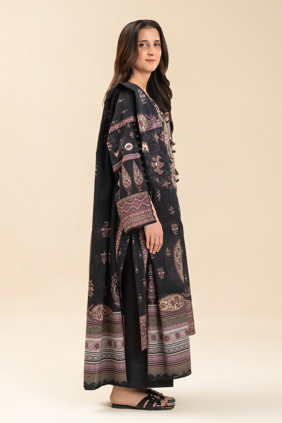 3 PIECE EMBROIDERED LENO KARRA SUIT-PAISLEY MAJESTY (UNSTITCHED)