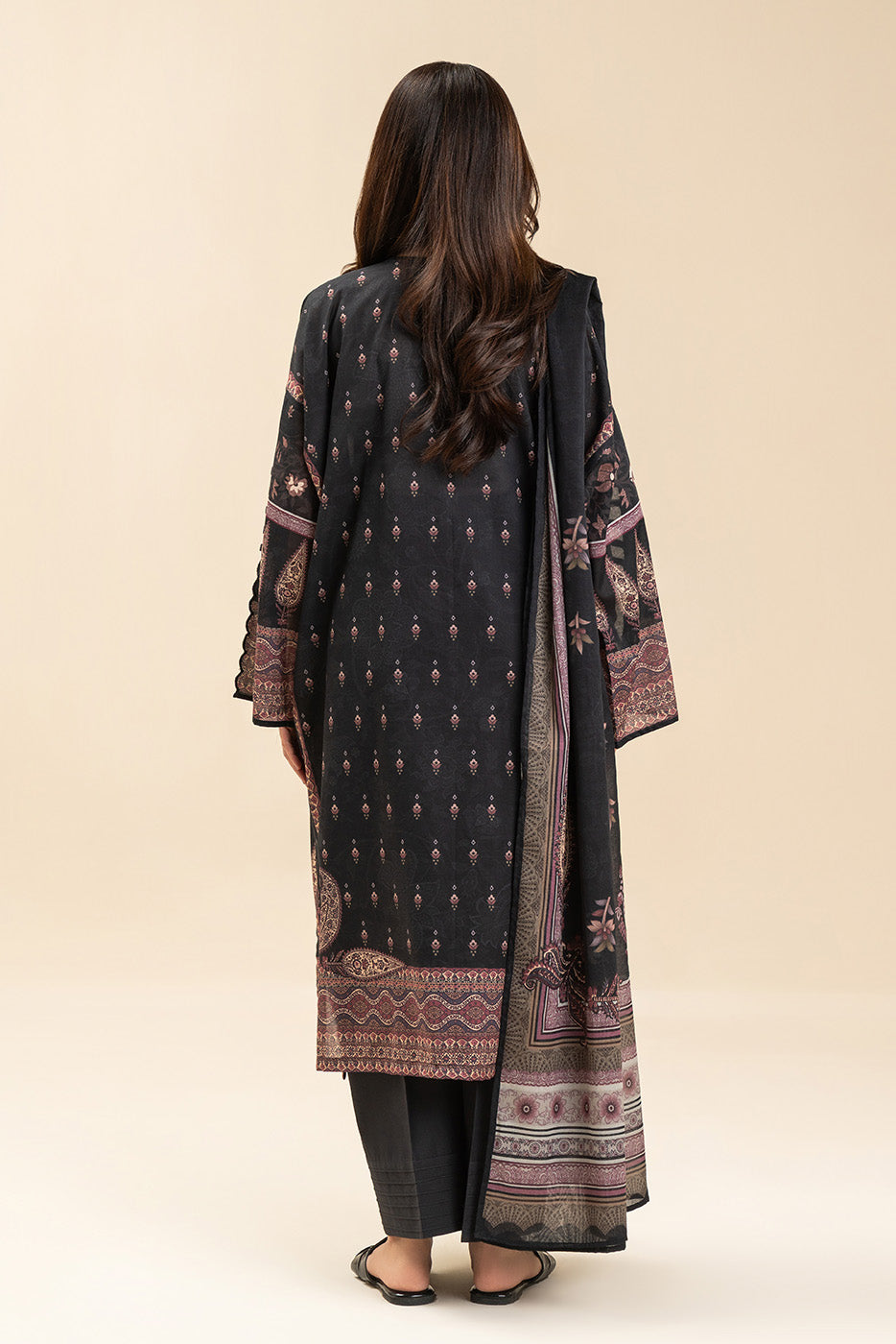 3 PIECE EMBROIDERED LENO KARRA SUIT-PAISLEY MAJESTY (UNSTITCHED)