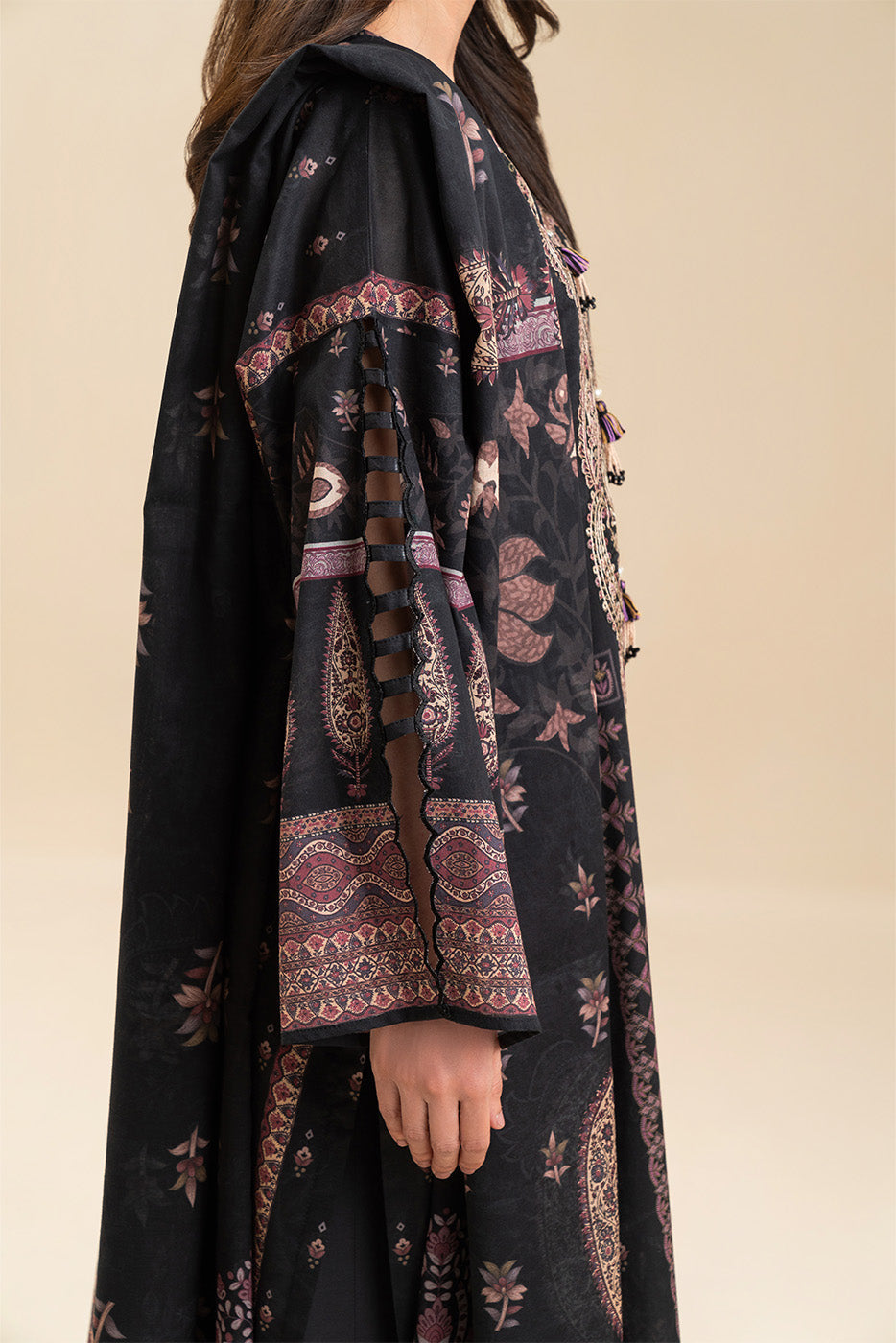 3 PIECE EMBROIDERED LENO KARRA SUIT-PAISLEY MAJESTY (UNSTITCHED)