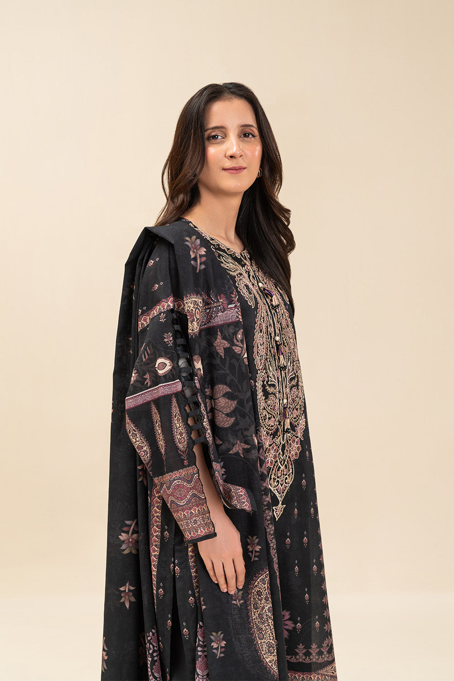 3 PIECE EMBROIDERED LENO KARRA SUIT-PAISLEY MAJESTY (UNSTITCHED)