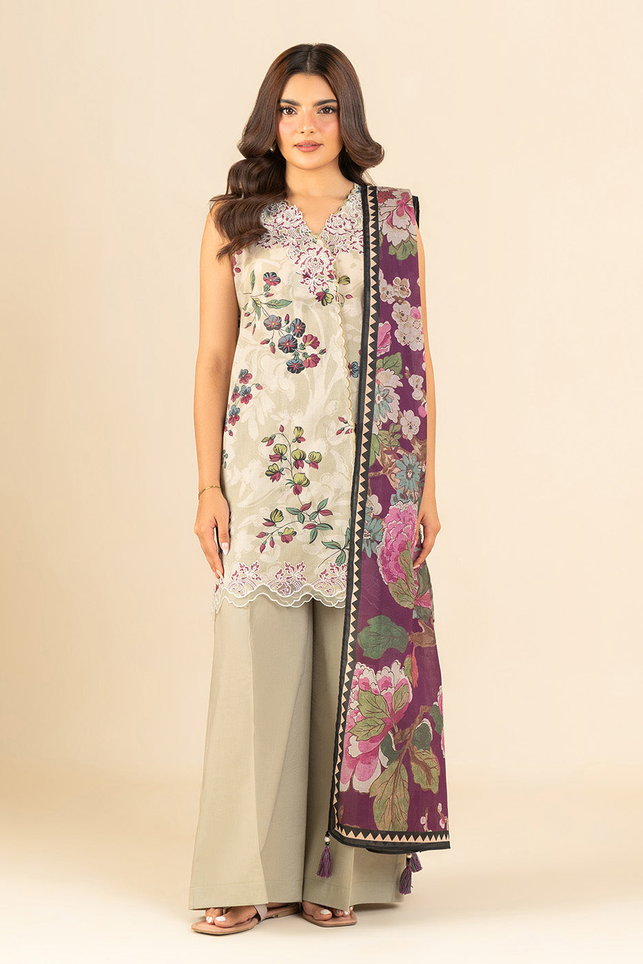 3 PIECE EMBROIDERED LAWN SUIT-SELENE GLOW (UNSTITCHED)