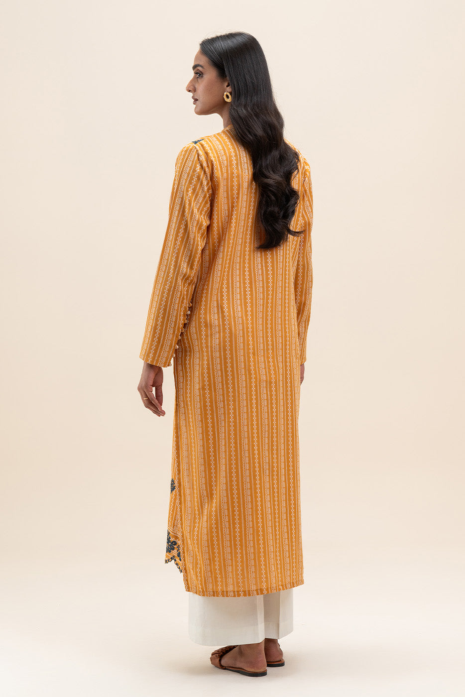 1PICE EMBROIDERED LENO KARRA SUIT-MARIGOLD GRID (UNSTITCHED)