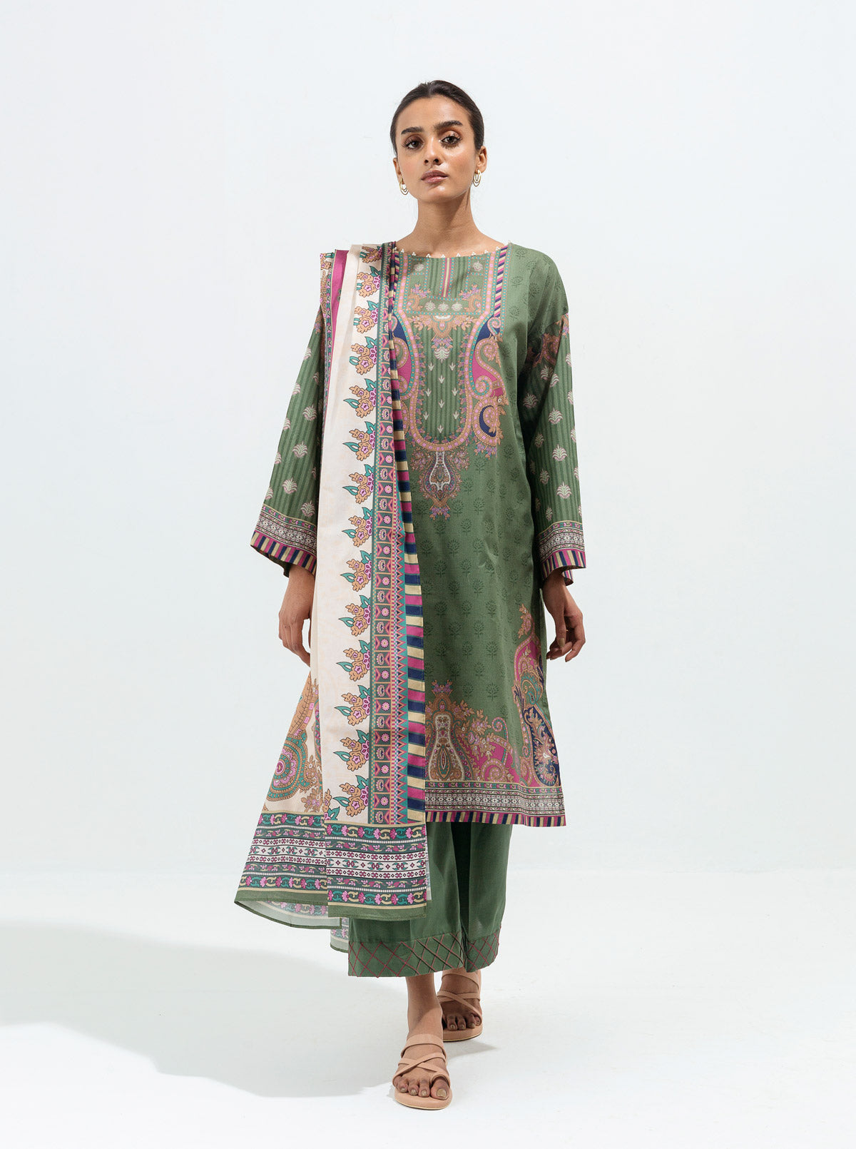 Emerald Dream-Printed-2P (UNSTITCHED)BT1S22U40-GREEN-2000000188198-2P