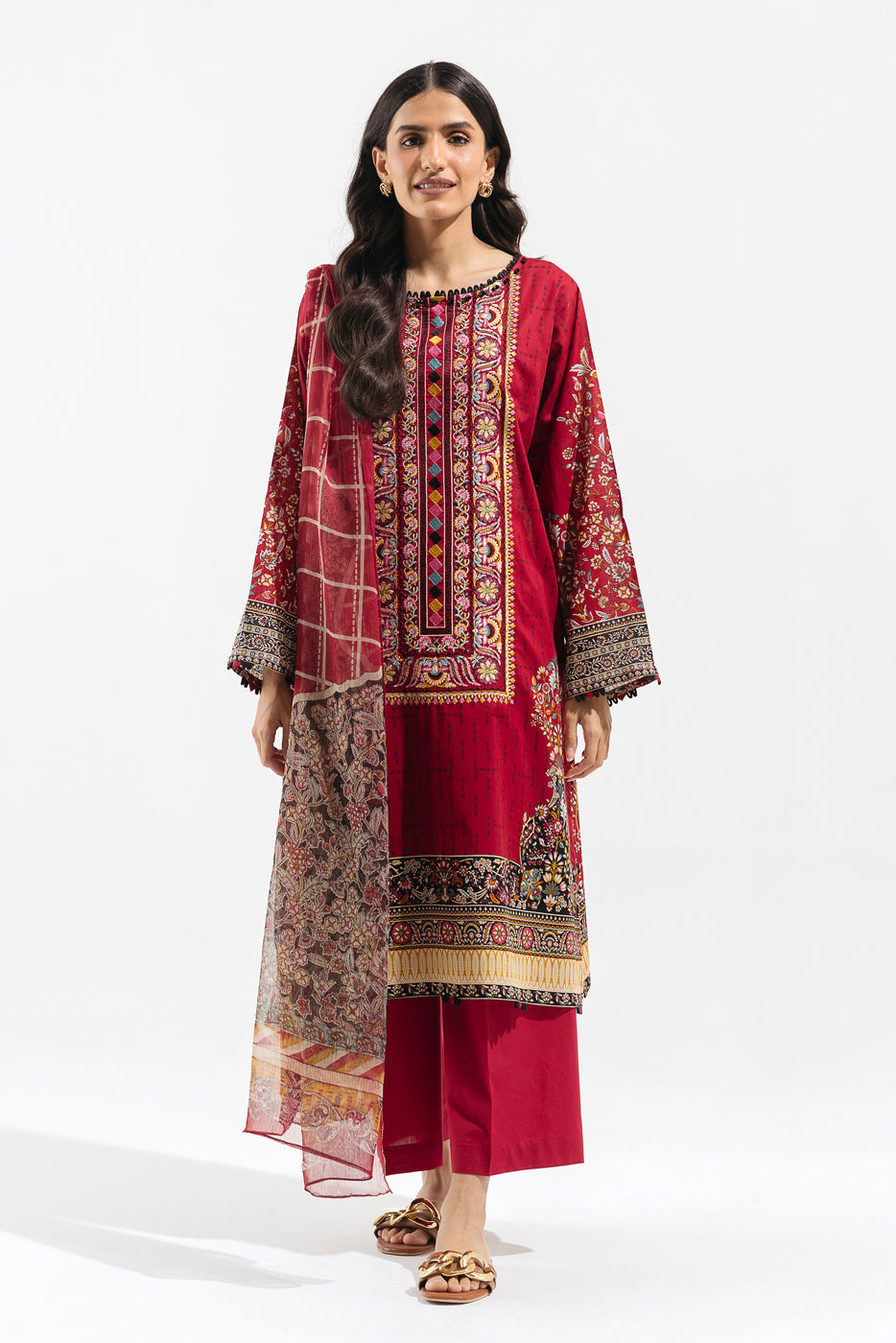 2 Piece - Embroidered Lawn Suit - Scarlet Bloom