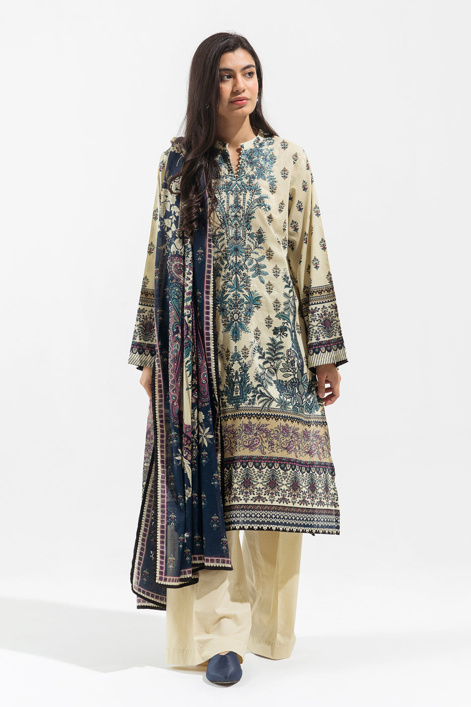 2 Piece - Embroidered Lawn Suit - Dunmore Cream