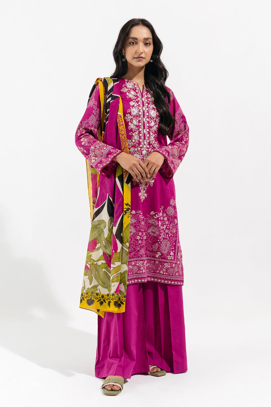 2 Piece - Embroidered Lawn Suit - Monochromatic Magenta
