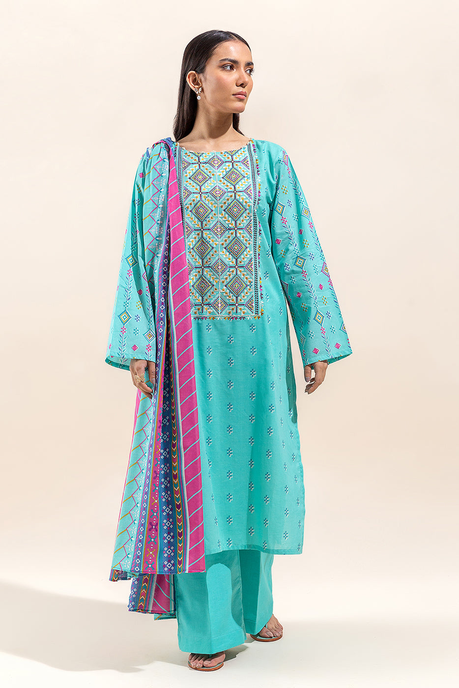 2 Piece Embroidered Lawn Suit-Reef Waters (Unstitched)