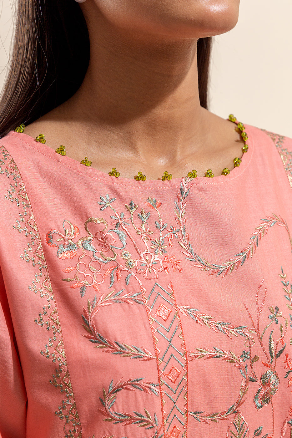 2 Piece Embroidered Lawn Suit-Coral Bells (Unstitched)
