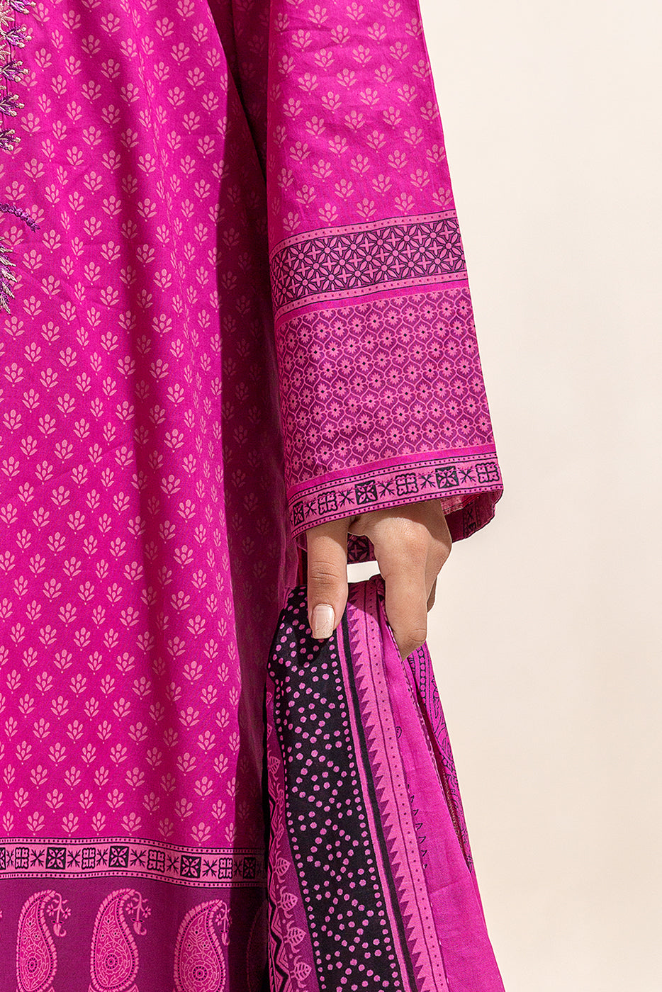 3 Piece Embroidered Lawn Suit-Raspberry Sorbet (Unstitched)