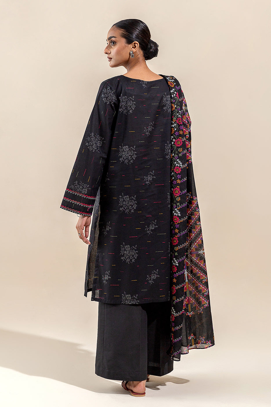 3 Piece Embroidered Lawn Suit-Black Breeze(Unstitched)