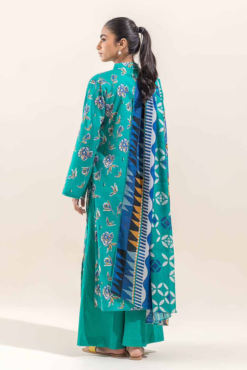 3 Piece Printed Lawn Suit-Peacock Charm (Unstitched)