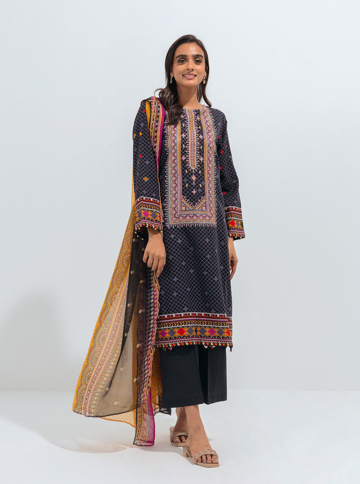 TRIBAL DECO-EMBROIDERED-2P (UNSTITCHED)BT1W21U20-BLACK-2000000176746-2P