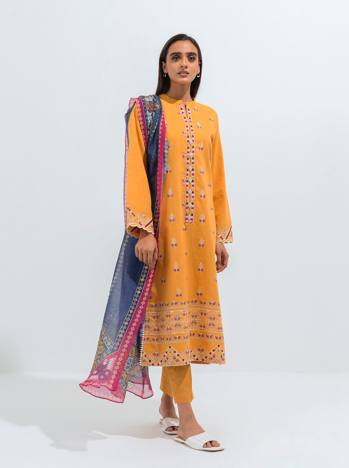 TUSCAN GLOW-EMBROIDERED-3PBT1W21U60-MUSTARD-2000000176765-3P