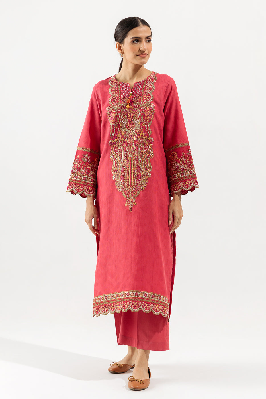 2 Piece - Embroidered Jacquard Suit - Boho Bouquet
