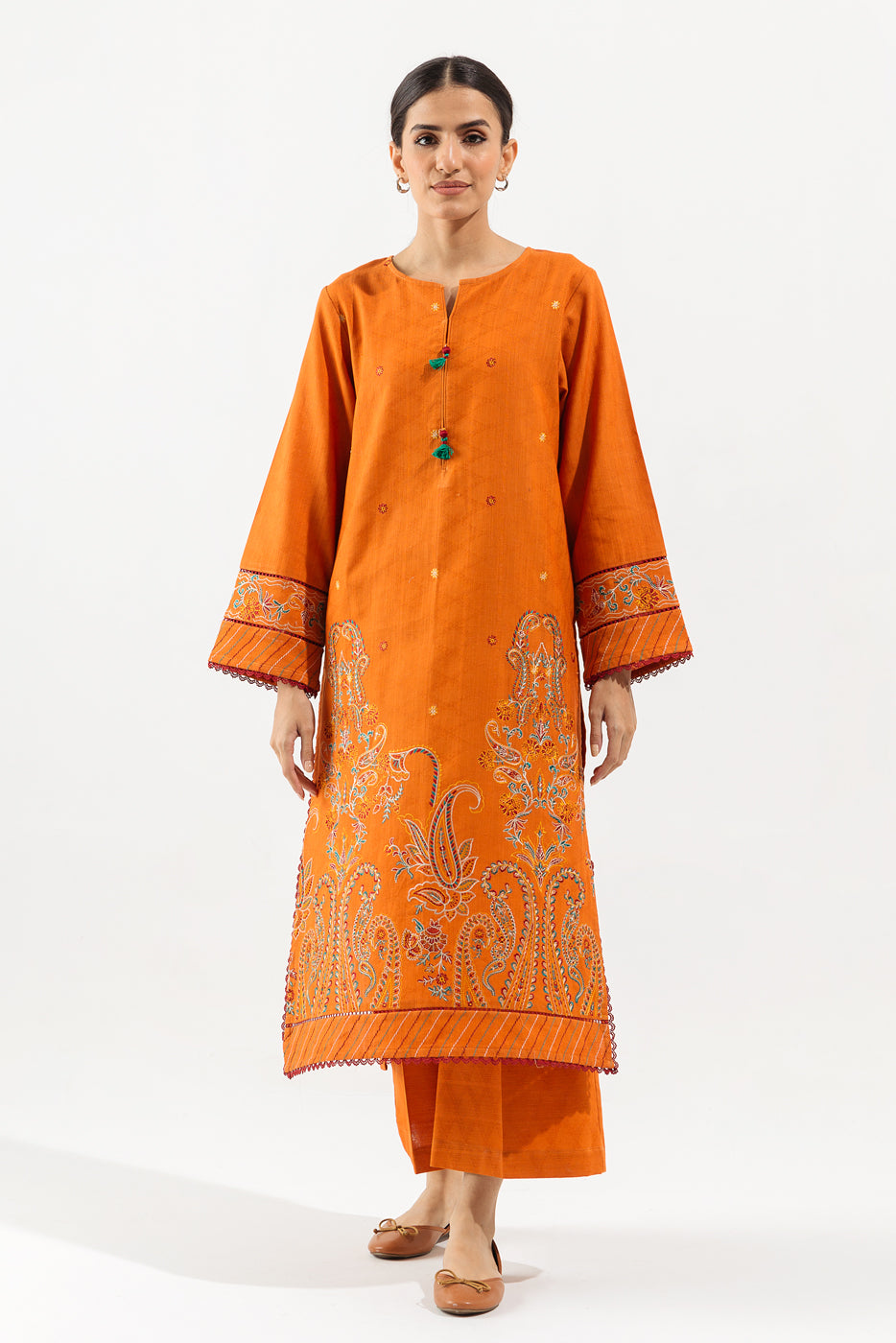 2 Piece - Embroidered Jacquard Suit - Mythic Golden