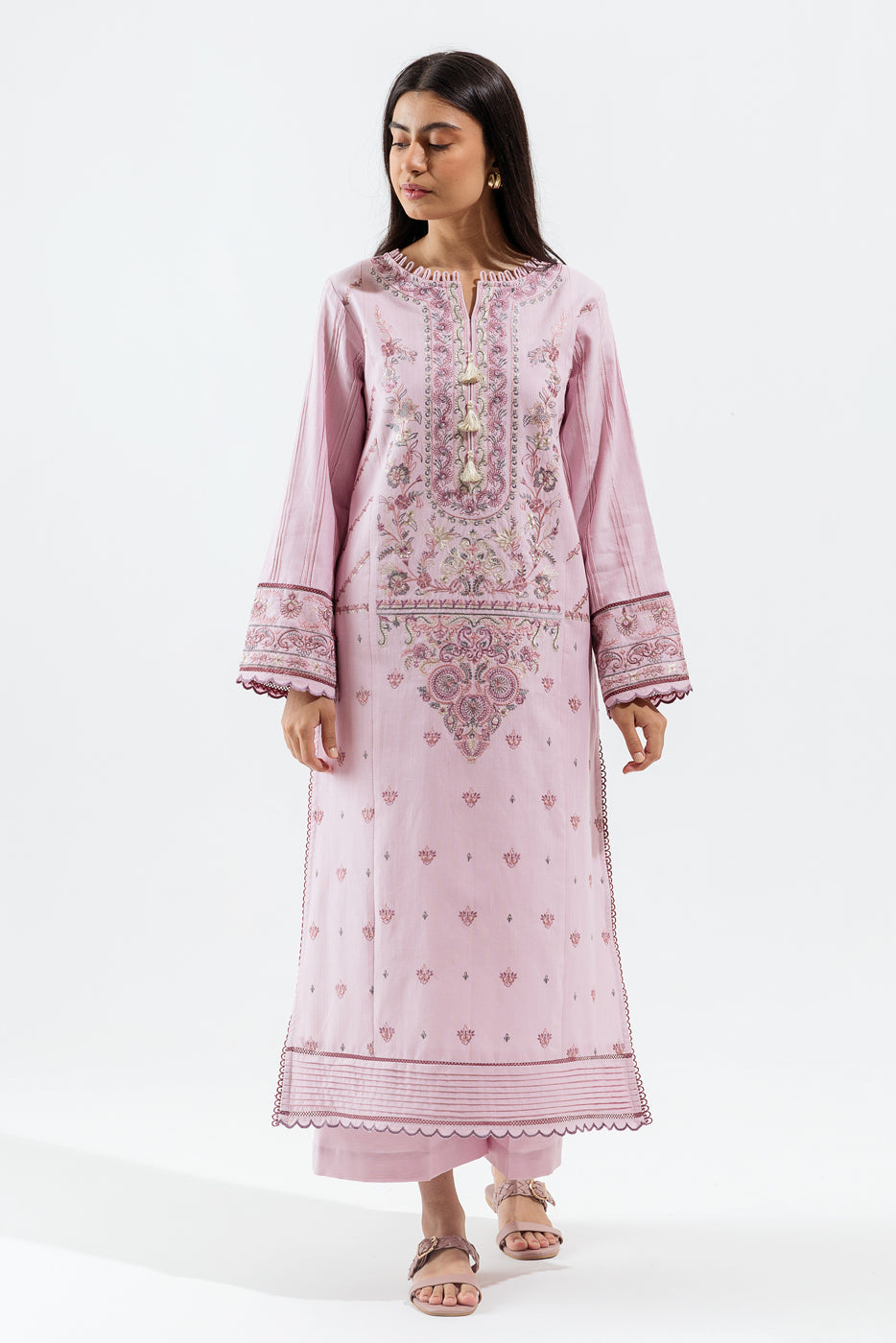 2 Piece - Embroidered Khaddar Suit - Dewy Pastel