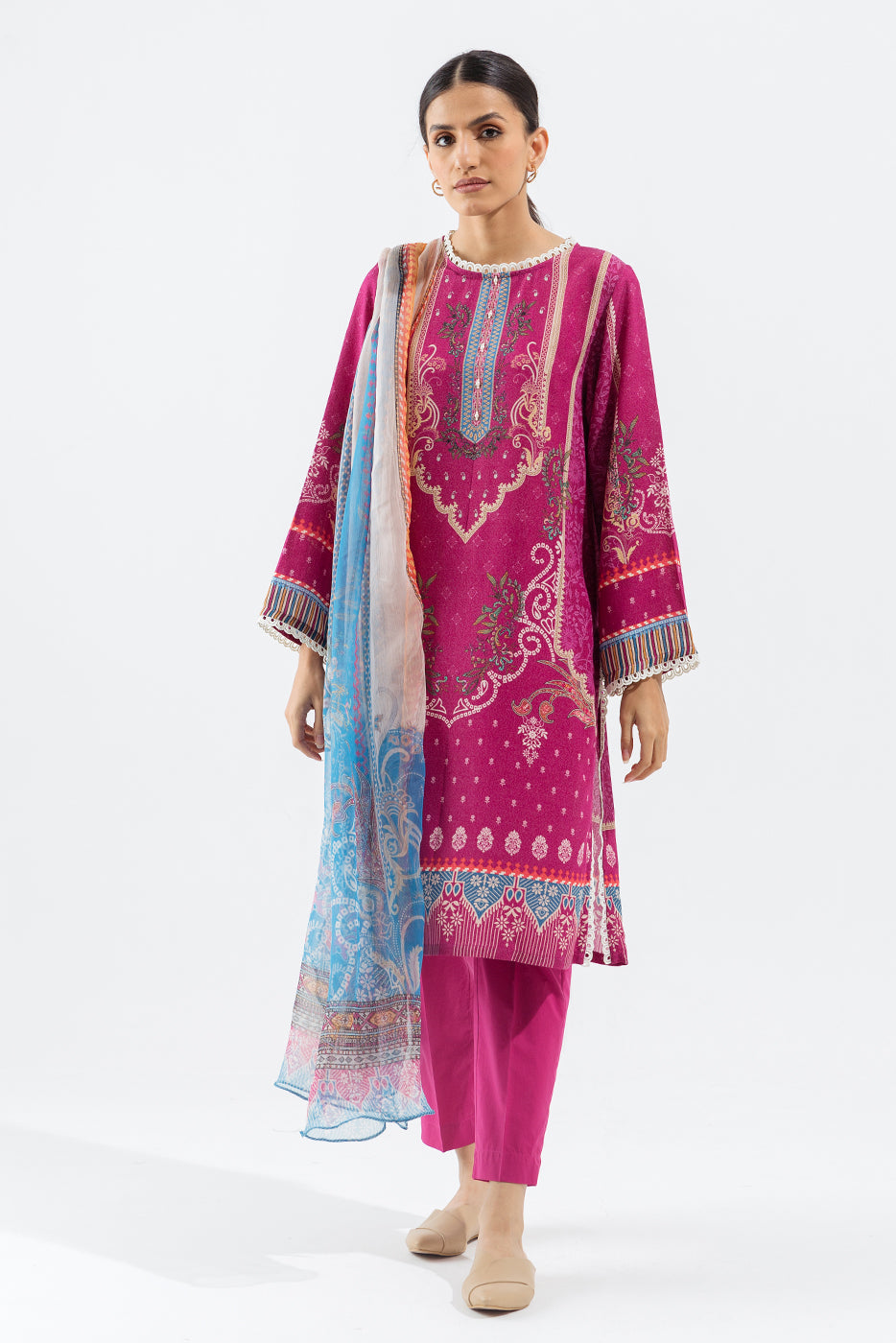 3 Piece - Printed Karandi Suit - Cosmic Glow (Unstitched)