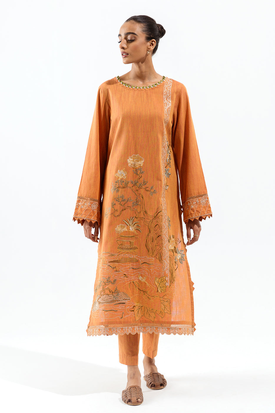2 Piece - Embroidered Khaddar Suit - Oriental Tales