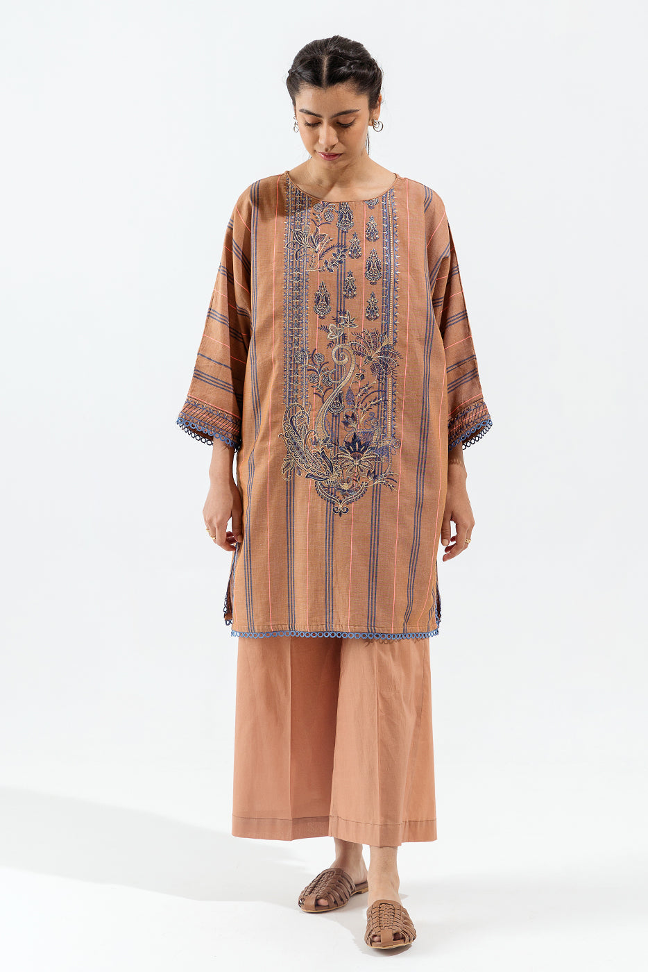 1 Piece - Embroidered Yarn Dyed Shirt - Classic Antique