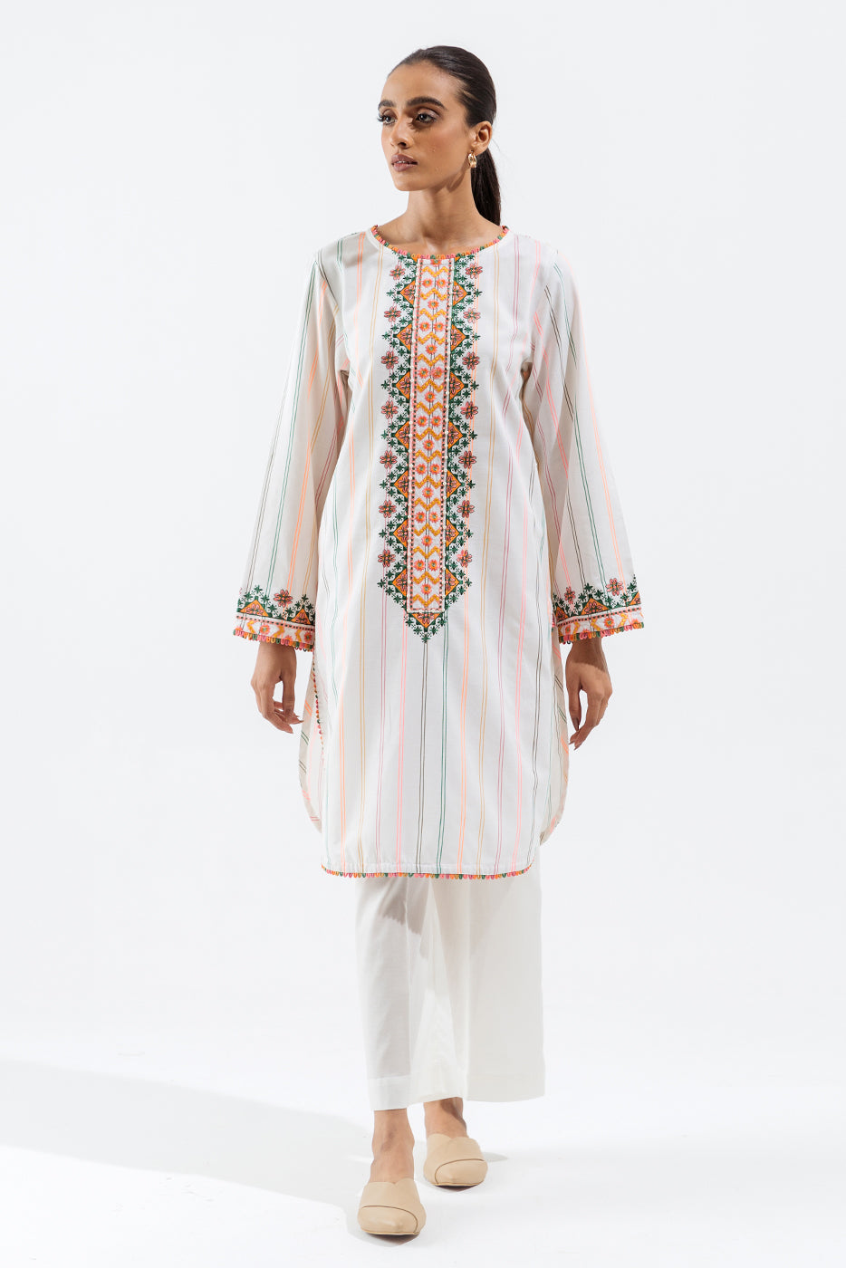 1 Piece - Embroidered Yarn Dyed Shirt - Retro Hues