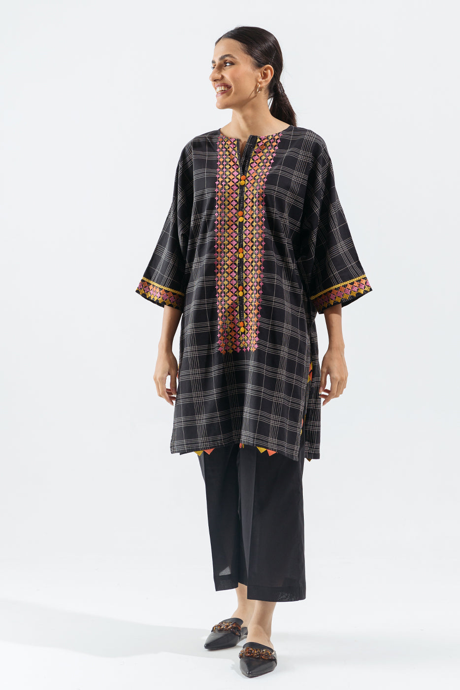 1 Piece - Embroidered Yarn Dyed Shirt - Graphite Maze