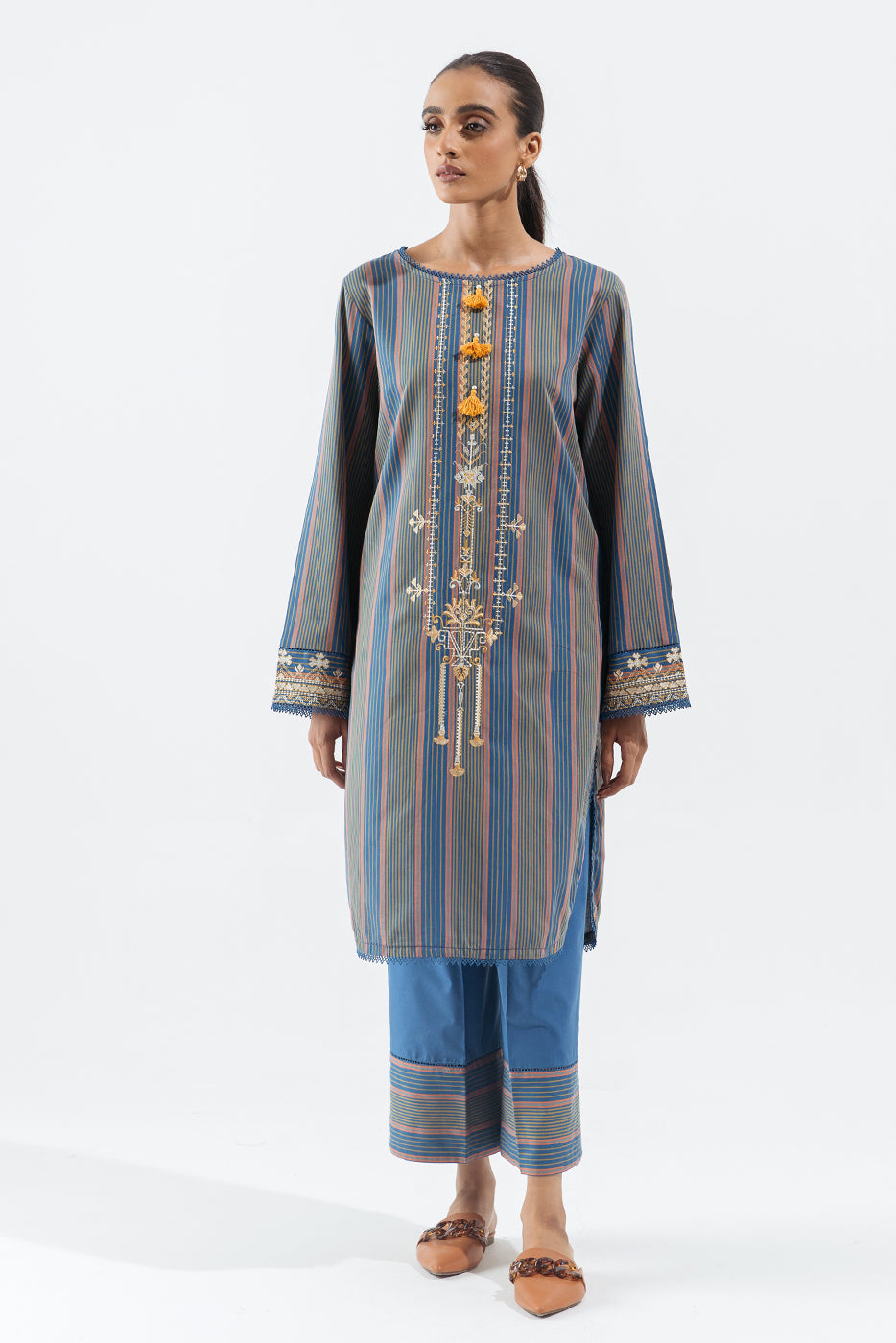 1 Piece - Embroidered Yarn Dyed Shirt - Luxe Blue