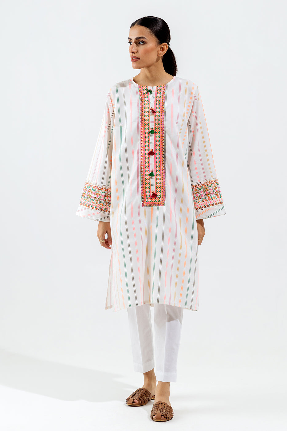 1 Piece - Embroidered Yarn Dyed Shirt - Electric Folk