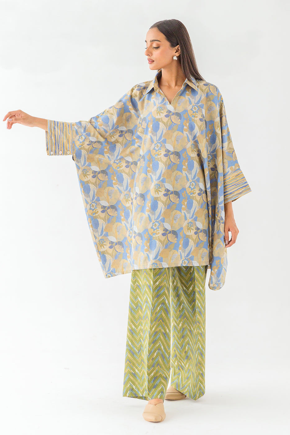 2 Piece - Printed Cambric Suit - Cendre Galore (Unstitched)