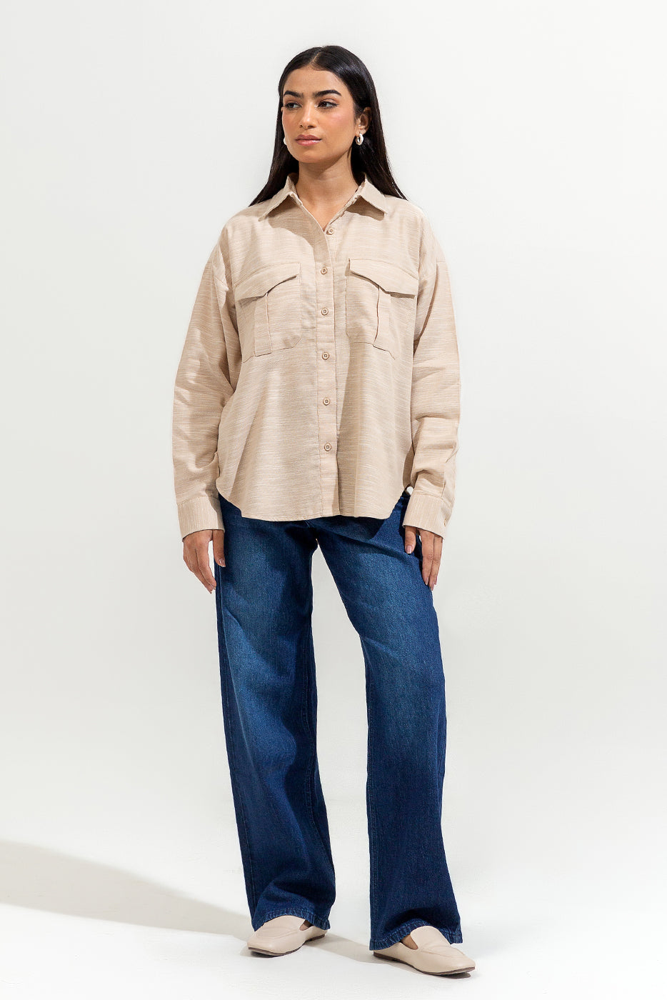Button-Through Drop Shoulder Shirt