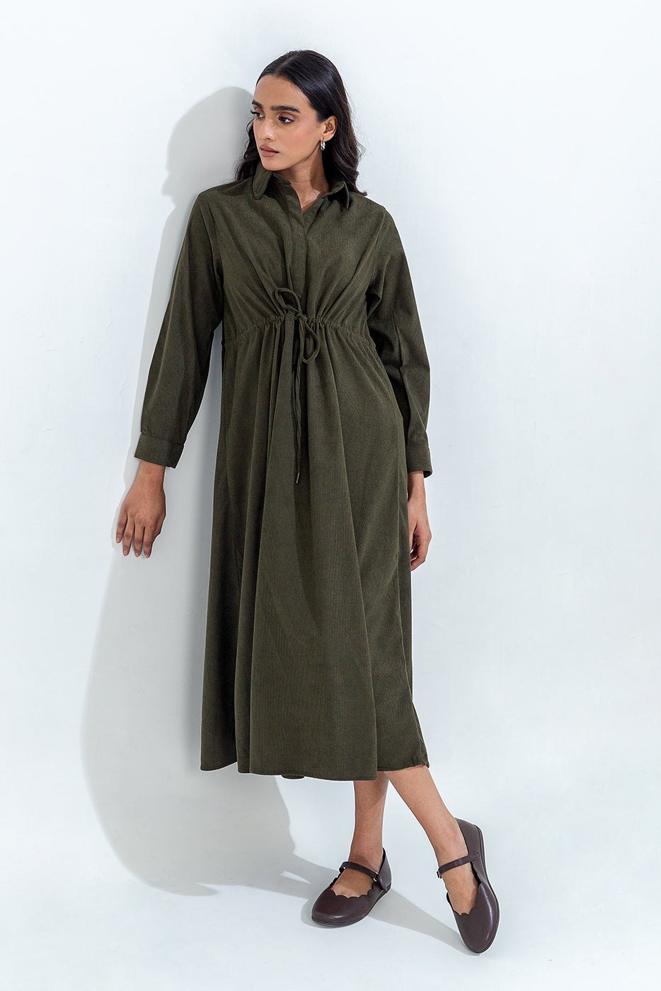 Olive Green Corduroy Dress