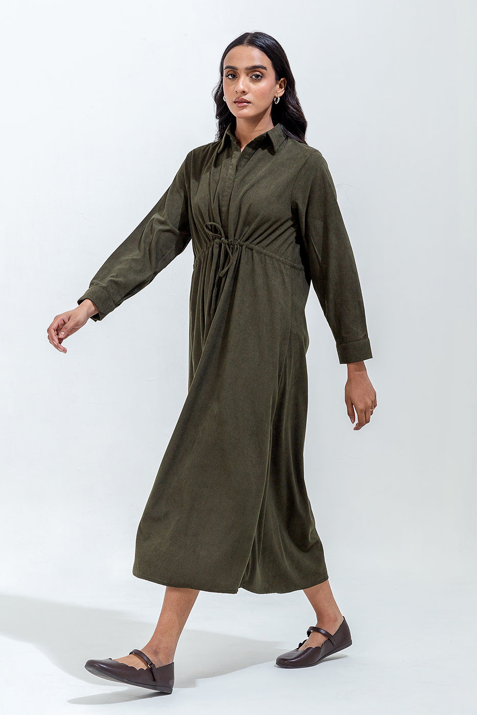 Olive Green Corduroy Dress
