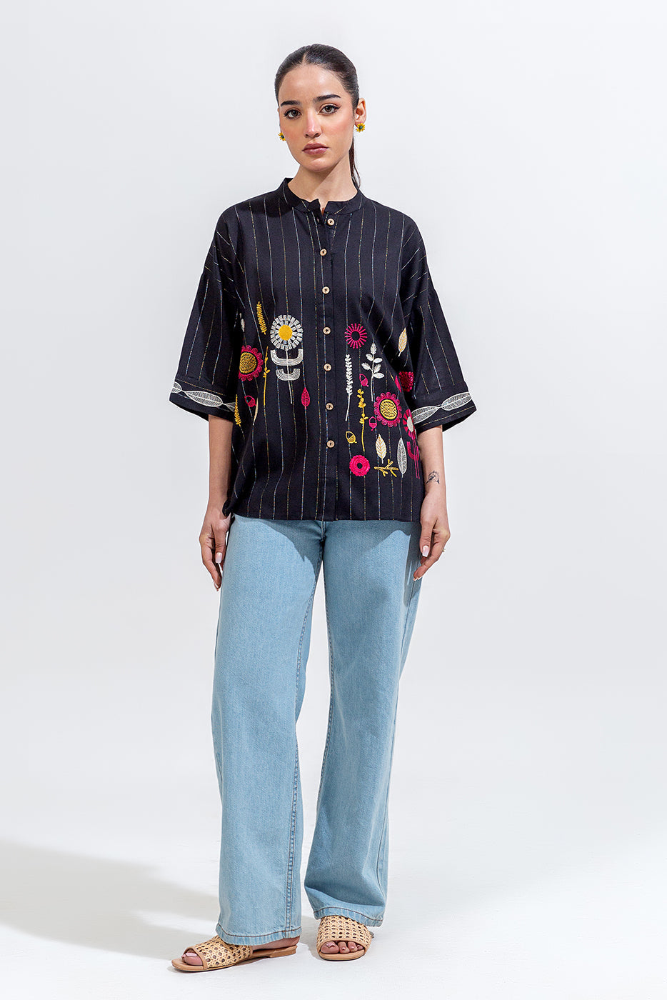 Embroidered Viscose Top (Pret)