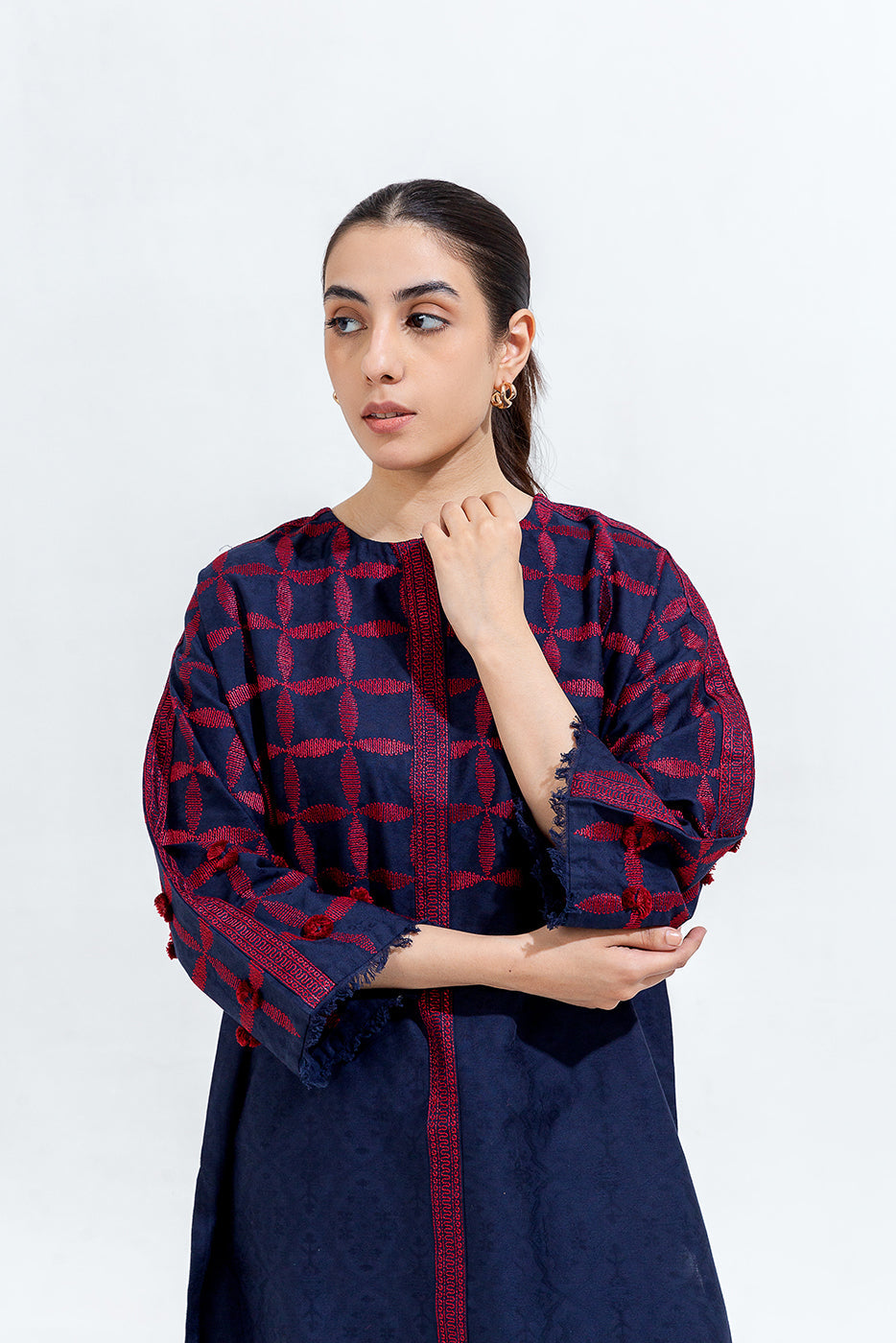 Embroidered Cambric Jacquard Shirt (Pret)