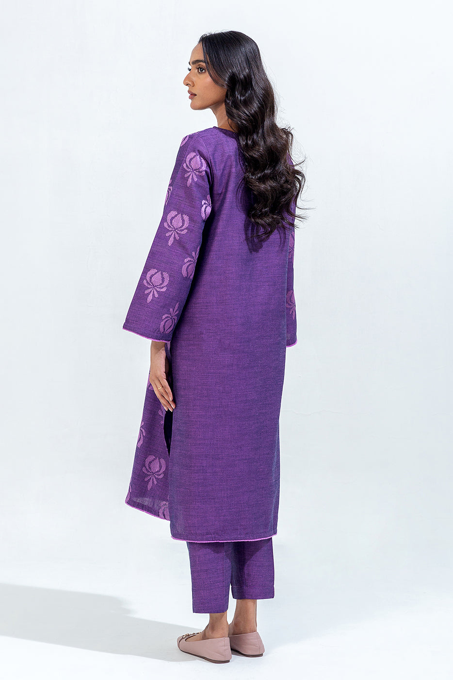 2 Piece Embroidered Chambray Suit (Pret)