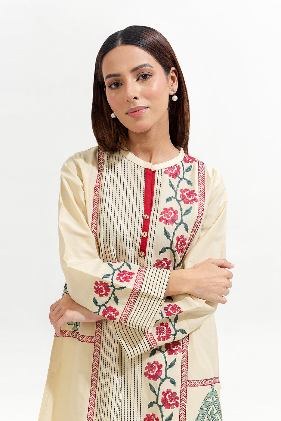 2 Piece Embroidered Cambric Suit (Pret)