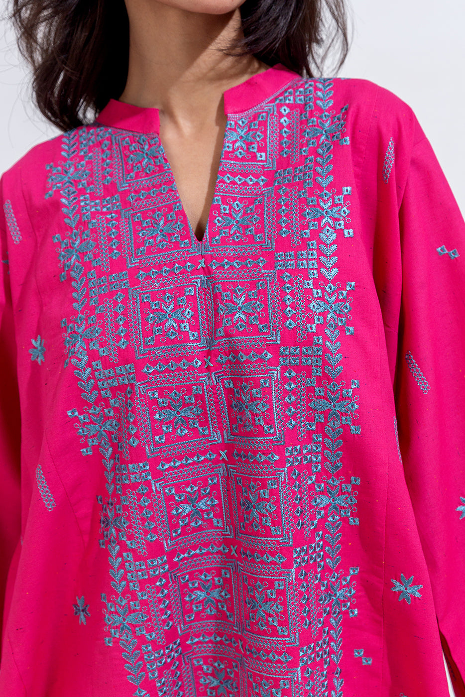 2 Piece Embroidered Cambric Suit (Pret)