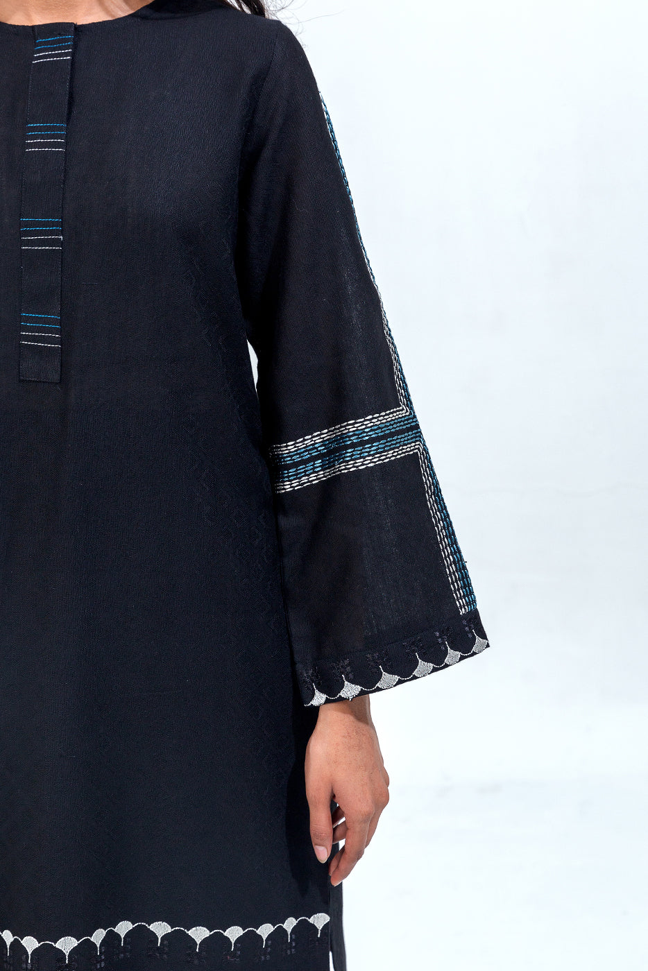 2 Piece Embroidered Khaddar Jacquard Suit (Pret)