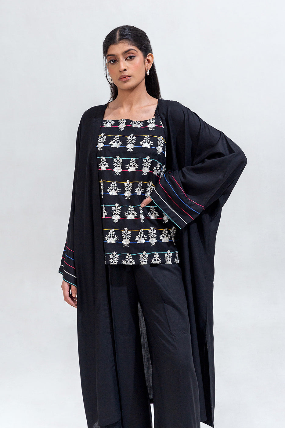 3 Piece Embroidered Viscose Suit (Pret)