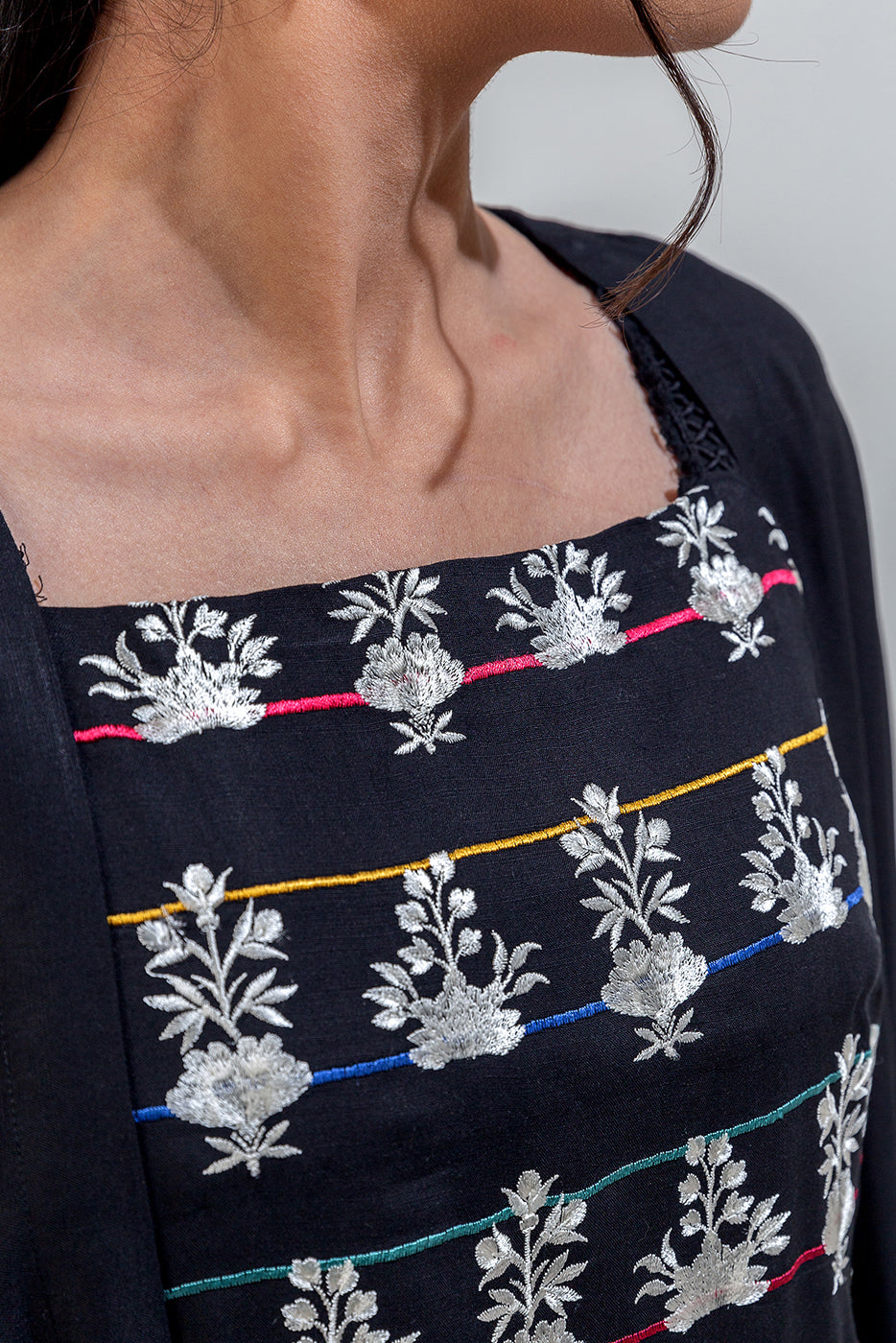 3 Piece Embroidered Viscose Suit (Pret)