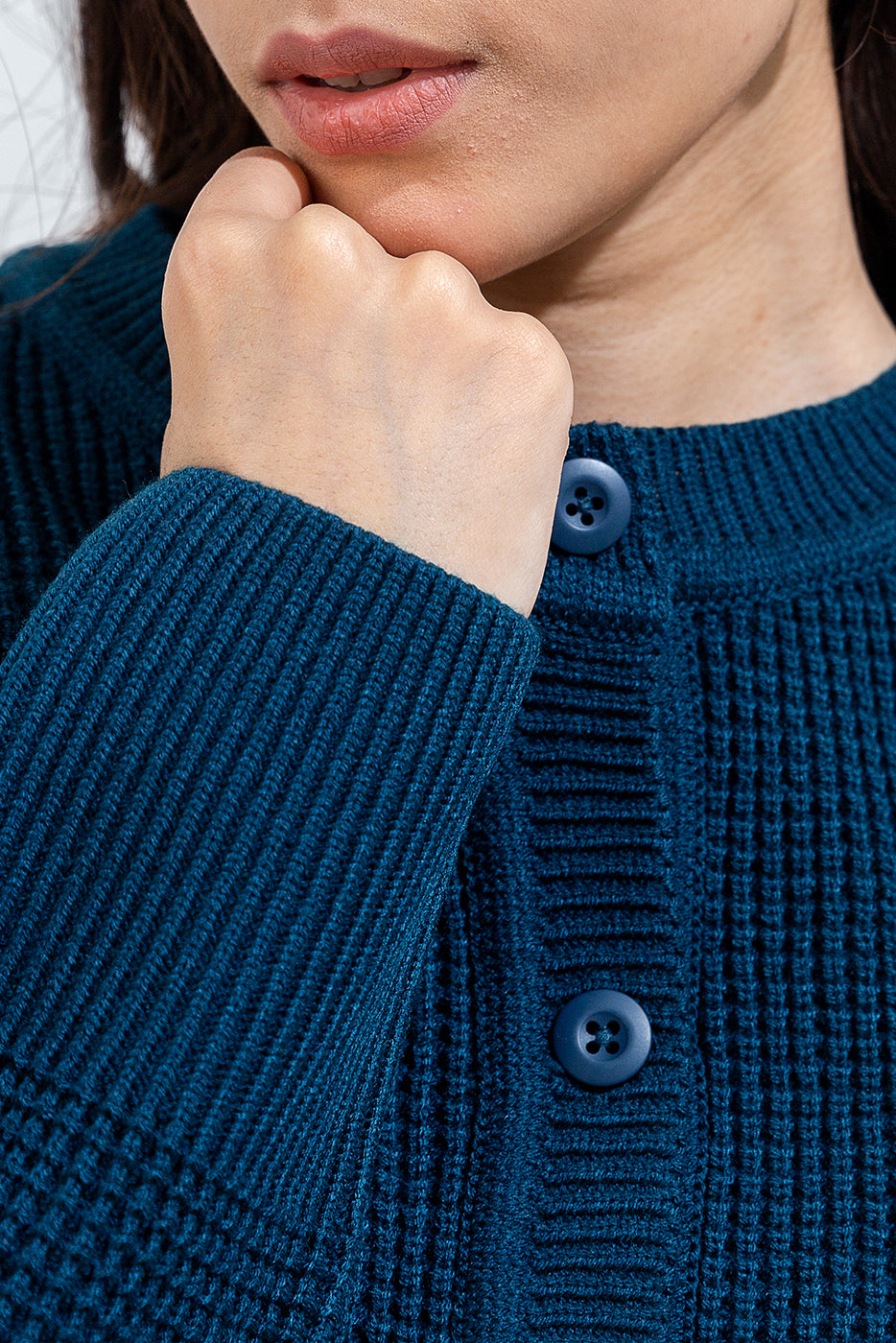 Knitted Crew Neck Cardigan