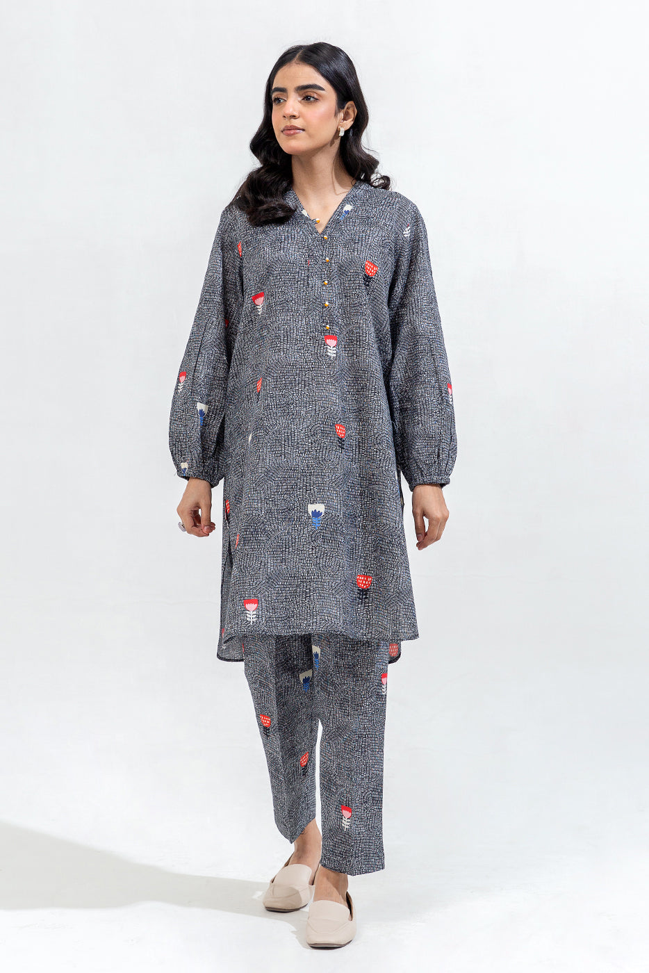 Printed Khaddar Shirt (Pret)